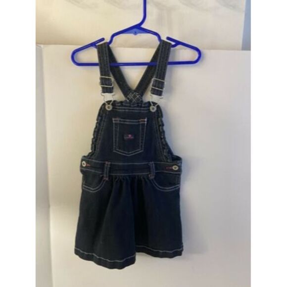 WRANGLER Girl's Baby Denim Overall Dress Blue Jean Western 24 Months - Picture 1 of 3